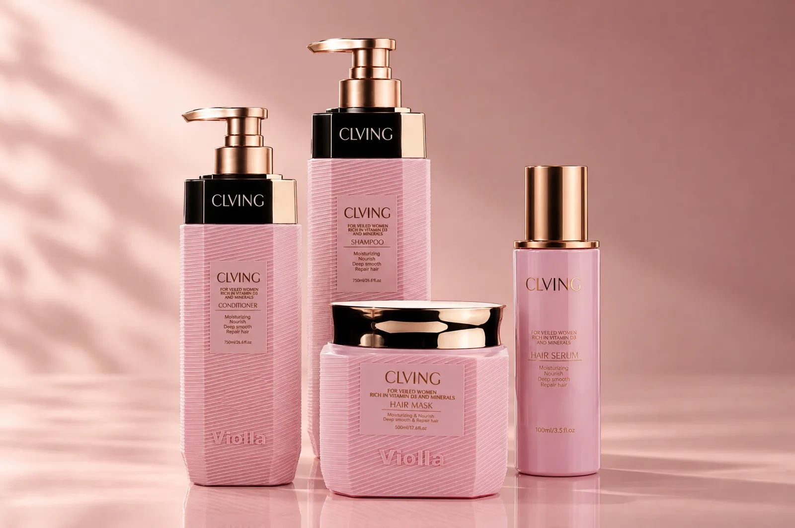 CLVING Vitamin D3 collection — shampoo, conditioner, mask and serum